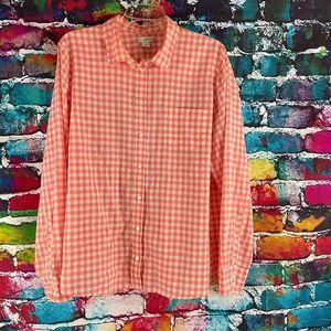 J. Crew Pink White Gingham Button Front Shirt 2X